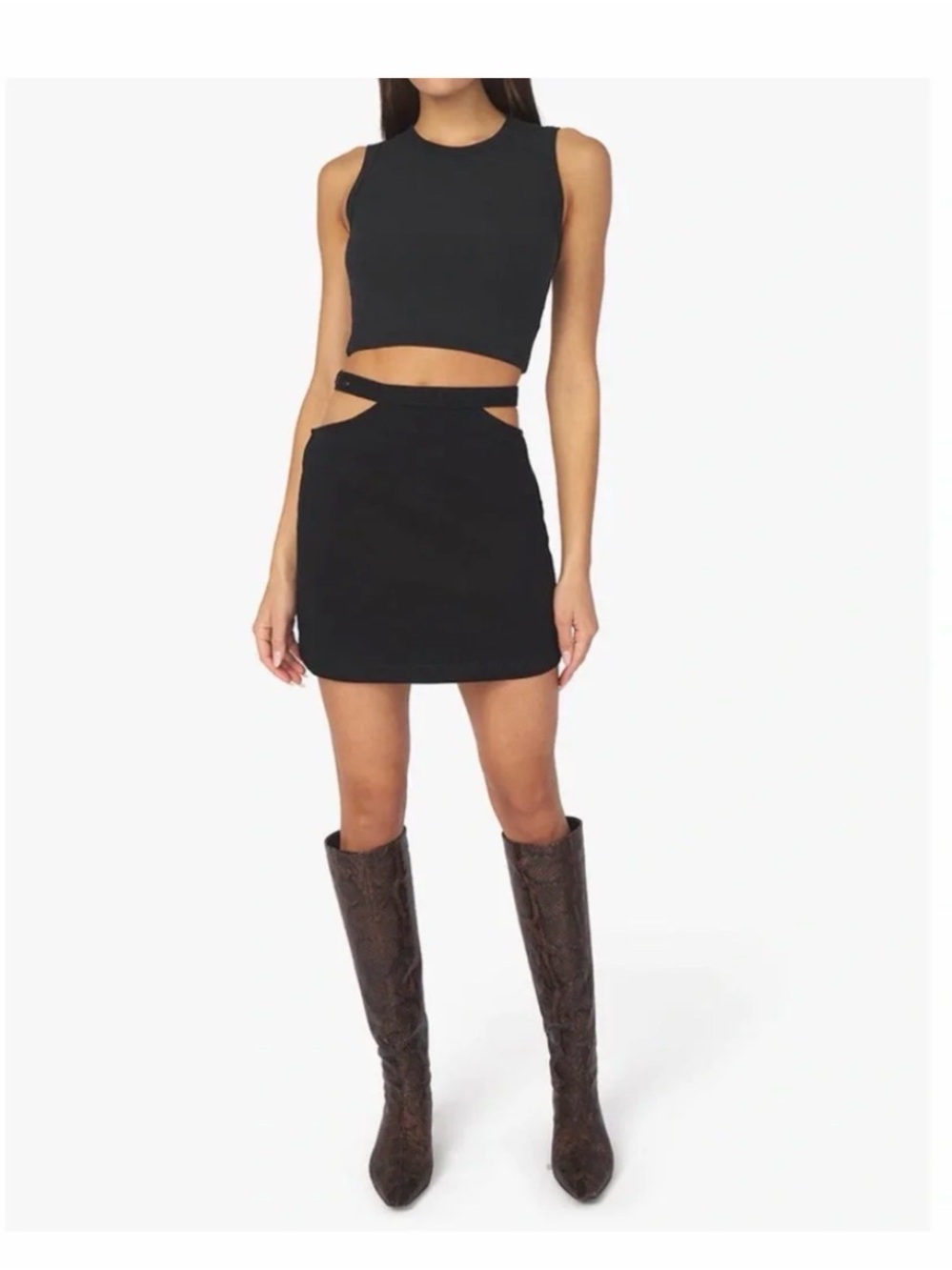 NWT WeWoreWhat Black Cutout Mini Skirt